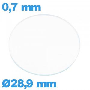 Verre 28,9 mm circulaire plat montre en verre minéral