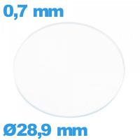 Verre 28,9 mm circulaire plat montre en verre minéral