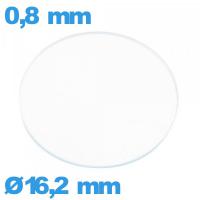 Verre plat verre minéral circulaire montre 16,2 mm