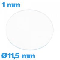 Verre montre 11,5 mm plat verre minéral circulaire