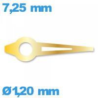 Aiguille  pour mouvement de montre luminescente doré  Ø1,20 mm longueur : 7.25 mm marque Horotec des heures Suisse
