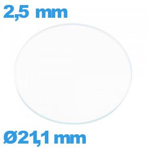 Verre plat pour montre verre minéral 21,1 mm circulaire
