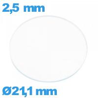 Verre plat pour montre verre minéral 21,1 mm circulaire