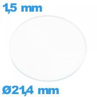 Verre de montre verre minéral circulaire 21,4 mm plat