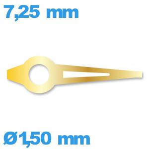 Aiguille luminescente (heure) cadran central Horotec doré à l'unité diam : 1,50mm taille : 7.25mm Aiguille luminescente (heure) cadran central Horotec doré à l'unité diam : 1,50mm taille : 7.25mm