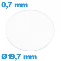 Verre plat en verre minéral circulaire de montre 19,7 mm