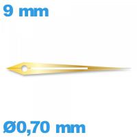 Aiguille à l'unité mouvement de montre phosphorescente doré  Ø0,70 mm long : 9mm  des minutes 