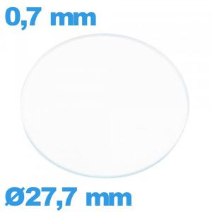 Verre plat en verre minéral circulaire montre 27,7 mm