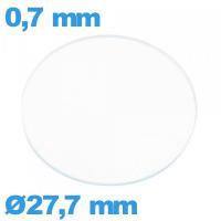 Verre plat en verre minéral circulaire montre 27,7 mm