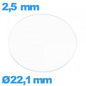Verre 22,1 mm pour montre plat circulaire en verre minéral