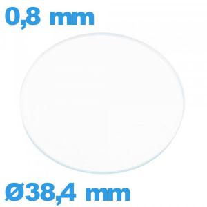 Verre 38,4 mm circulaire plat pour montre verre minéral