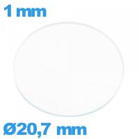 Verre plat en verre minéral circulaire 20,7 mm montre