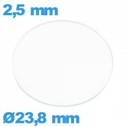 Verre plat en verre minéral circulaire pour montre 23,8 mm