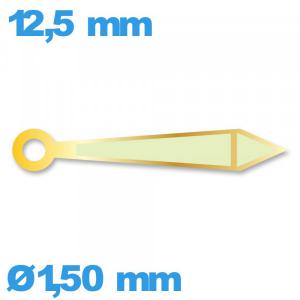 Aiguille à l'unité de montre luminescente doré diamètre : 1,50 mm longueur : 12.5 mm cadran central (minute) - Suisse Aiguille à l'unité de montre luminescente doré diamètre : 1,50 mm longueur : 12.5 mm cadran central (minute) - Suisse