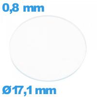 Verre circulaire plat 17,1 mm verre minéral montre