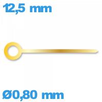Aiguille  diamètre : 0,80mm  taille : 12.5 mm cadran principal doré de mouvement de montre à l'unité de marque Horotec