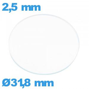 Verre plat en verre minéral circulaire pour montre 31,8 mm