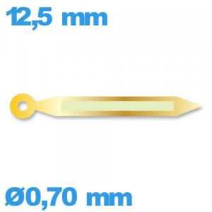 Aiguille luminescente des minutes cadran principal marque Horotec doré   à l'unité Suisse diam : 0,70 mm   taille : 12.5 mm
