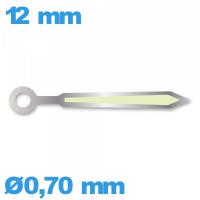 Aiguille Suisse diamètre : 0,70 mm longueur : 12 mm phosphorescente cadran central (minute) argenté mouvement  à l'unité