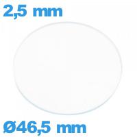 Verre plat 46,5 mm de montre en verre minéral circulaire