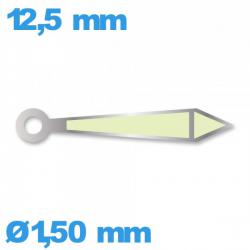 Aiguille argenté seule  longueur : 12.5mm cadran central (minute) de mouvement montre luminescente