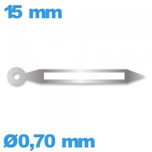 Aiguille à l'unité pour mouvement montre luminescente argenté Ø0,70 mm taille : 15mm marque Horotec cadran principal (minute) Aiguille à l'unité pour mouvement montre luminescente argenté Ø0,70 mm taille : 15mm marque Horotec cadran principal (minute)