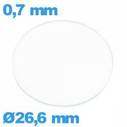 Verre plat 26,6 mm montre en verre minéral circulaire