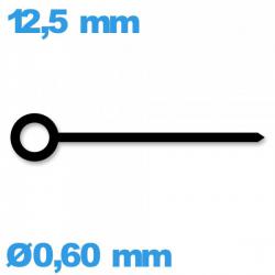 Aiguille cadran central marque Horotec à l'unité  Ø0,60 mm long : 12.5mm  mouvement montre - noir