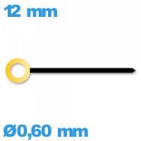 Aiguille  pour mouvement montre noir et doré diamètre : 0,60 mm longueur : 12 mm des minutes 