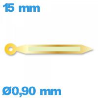 Aiguille  diam : 0,90mm  longueur : 15 mm phosphorescente cadran principal (minute) doré pour mouvement de montre  Horotec