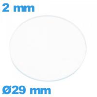 Verre 29 mm pour montre plat circulaire verre minéral