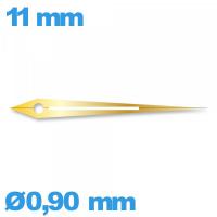 Aiguille cadran principal (minute) diamètre : 0,90 mm long : 11mm  luminescente pour mouvement de montre - doré