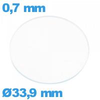 Verre circulaire 33,9 mm plat montre verre minéral