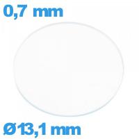 Verre plat en verre minéral circulaire 13,1 mm montre