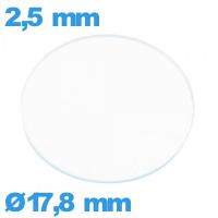 Verre pour montre verre minéral circulaire 17,8 mm plat