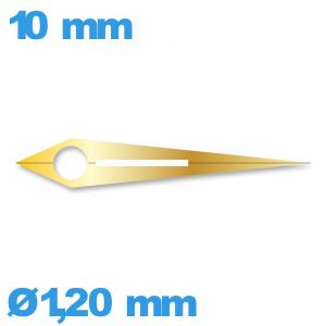 Aiguille lumineuse des heures cadran central doré pour mouvement de montre à l'unité Ø1,20 mm taille : 10mm Aiguille lumineuse des heures cadran central doré pour mouvement de montre à l'unité Ø1,20 mm taille : 10mm