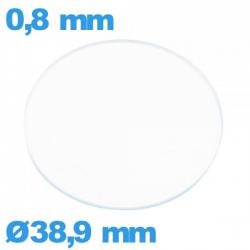 Verre circulaire plat 38,9 mm verre minéral pour montre