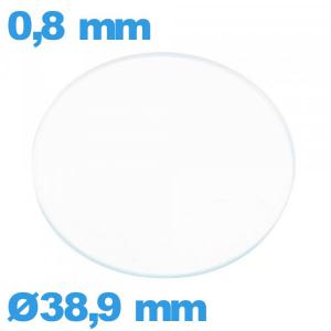 Verre circulaire plat 38,9 mm verre minéral pour montre