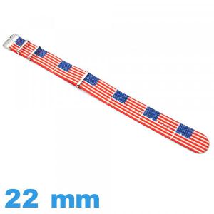 Bracelet N.A.T.O 22mm montre tissu États-Unis d'Amérique