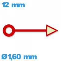 Aiguille seule mouvement  rouge  long : 12mm (heure) - 