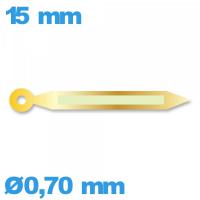 Aiguille cadran principal (minute) Horotec à l'unité  longueur : 15 mm phosphorescente  montre - doré