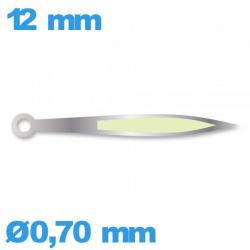 Aiguille Suisse  Ø0,70 mm longueur : 12 mm lumineuse (minute) argenté pour mouvement  