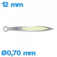 Aiguille Suisse  Ø0,70 mm longueur : 12 mm lumineuse (minute) argenté pour mouvement  
