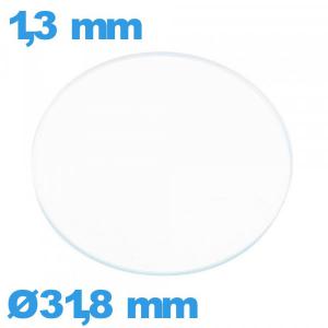 Verre plat 31,8 mm de montre en verre minéral circulaire