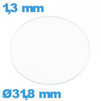 Verre plat 31,8 mm de montre en verre minéral circulaire