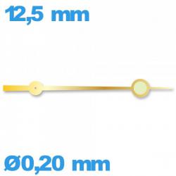 Aiguille Horotec doré seule diamètre : 0,20mm long : 12,5 mm  (seconde) de mouvement de montre lumineuse nuit