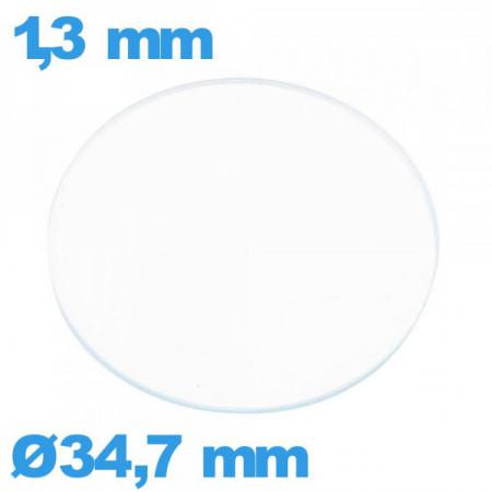 Verre De Montre De Poche (cristal) - Diamètre 34,7 Mm - Pour Remplacement Ou Réparation - Occasion