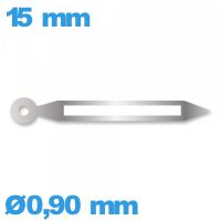 Aiguille lumineuse (minute) Horotec argenté pour mouvement  à l'unité Suisse diam : 0,90mm   taille : 15 mm