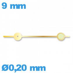 Aiguille lumineuse des secondes cadran central doré pour mouvement de montre à l'unité  diam : 0,20mm  long : 9mm 