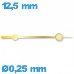 Aiguille marque Horotec doré seule diamètre : 0,25 mm longueur : 12,5 mm des secondes   phosphorescente